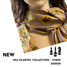 Load image into Gallery viewer, SILK SCARVES - BROWN &amp; GOLD