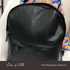 Charcoal Black - Leather Mini Backpack