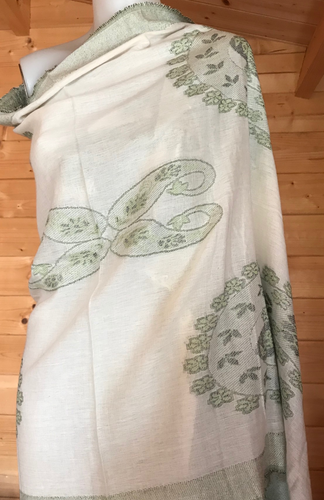 Floral Green Design Scarf in Cotton