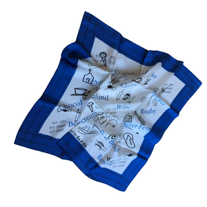 SILK SCARVES - WHITE & BLUE