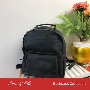 Black - Fashionable Leather Backpack