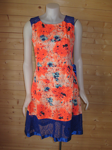 Blue and Orange print dress