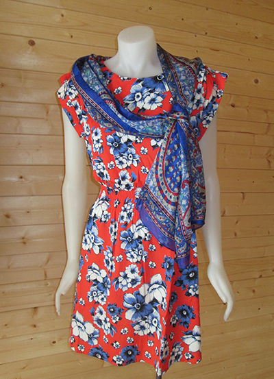 Blue n Red Floral Print dress