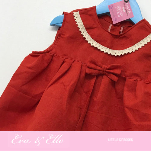 Little Dress in Paprika Linen   2 - 3 yrs