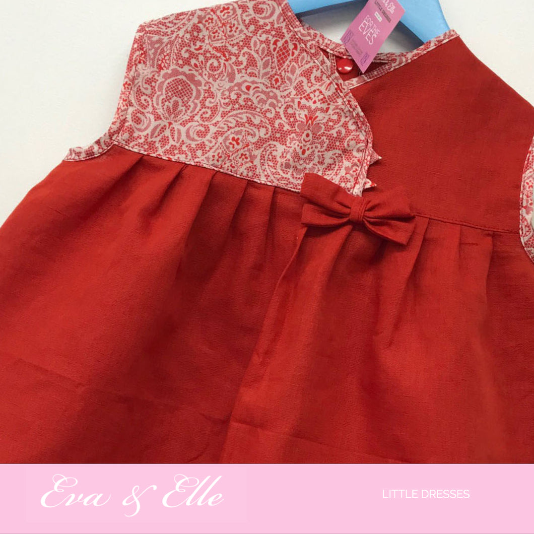 Little Dress in Linen & floral  2 - 3 yrs
