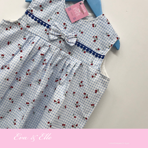 Little Dress in blue & white print for 3 -5 Years