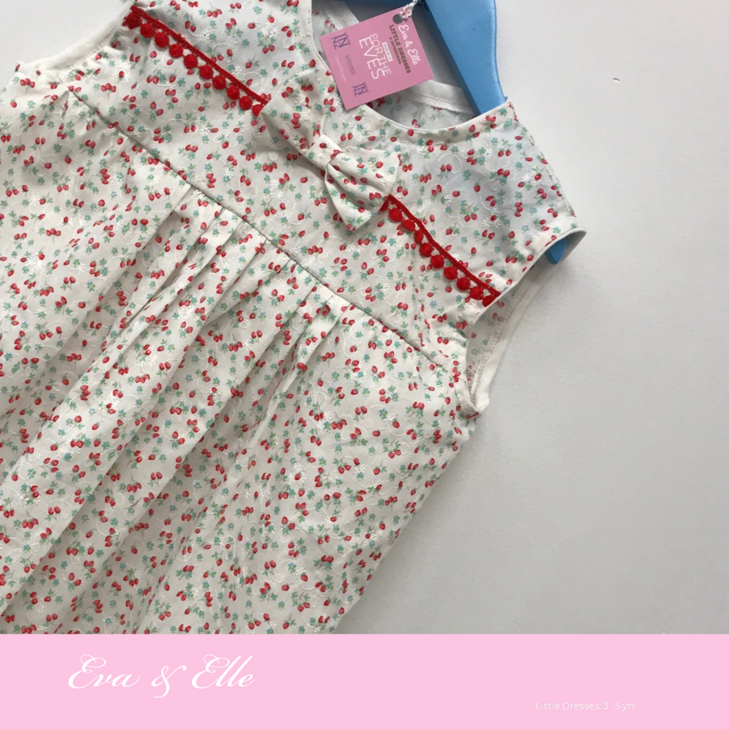 Little Dress in white & red print for 3 -5 Years