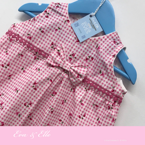 Little Dress in pink & white print for 0 -8mths