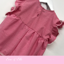 Load image into Gallery viewer, Little Gingham dress with butterfly sleeves for 3 -6 years