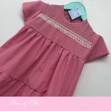 Load image into Gallery viewer, Little Gingham dress with cup sleeves for 3 -6 years
