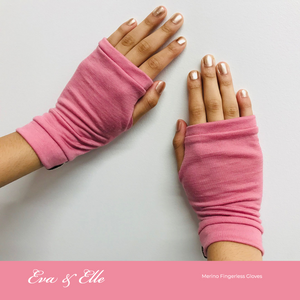 Merino Fingerless Gloves in Pink