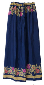 Floral Elastic Pants in royal blue