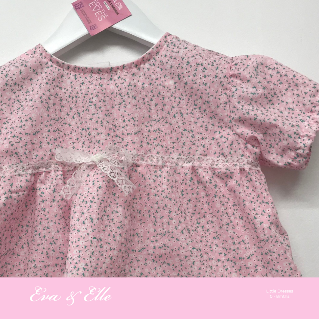 Little Dresses  in pink floral print - 0 - 8mths