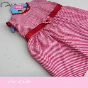 Little Red Gingham Sleeveless for 12 - 18 Months with ribbon & flower