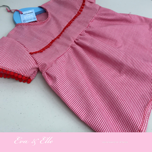 Little Red Gingham for 12 - 18 Months with Sleeves