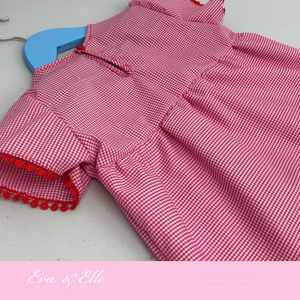 Little Red Gingham for 12 - 18 Months with Sleeves