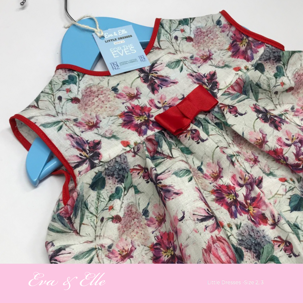 Little Red Linen Print Dress for Toddler