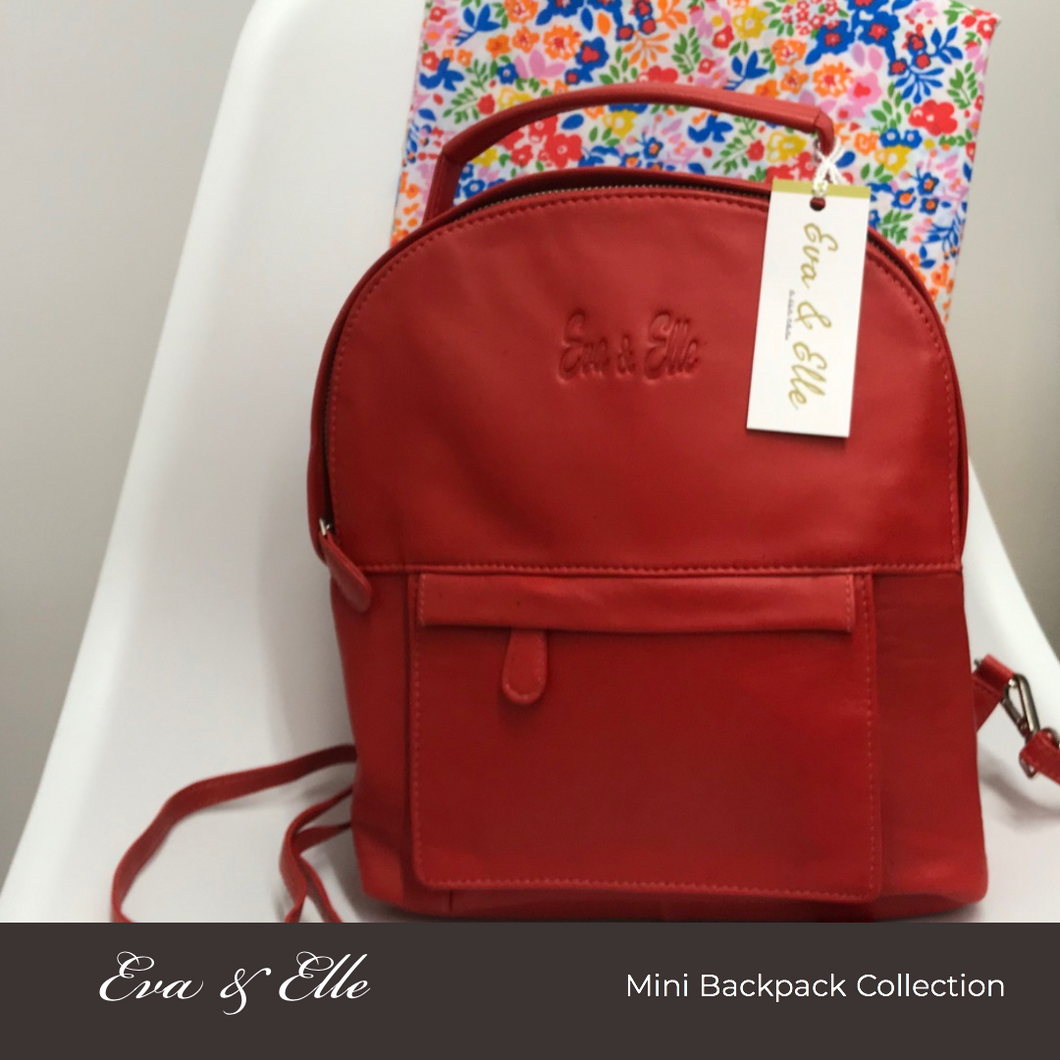 Cherry Red - Leather Mini Backpack