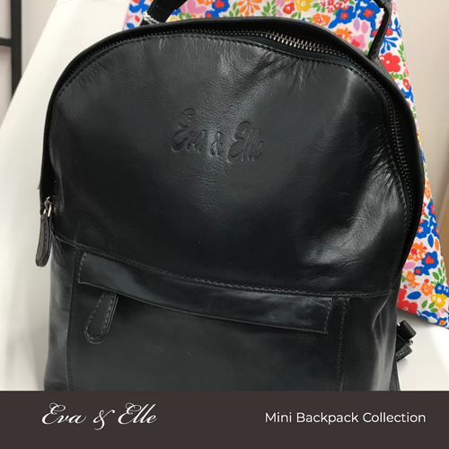 Charcoal Black - Leather Mini Backpack