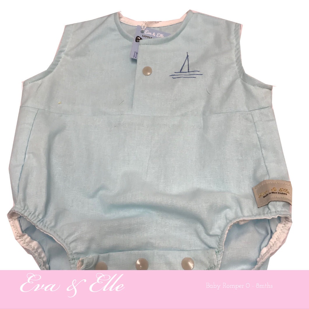 Baby Rompers in Aqua - NZ Made