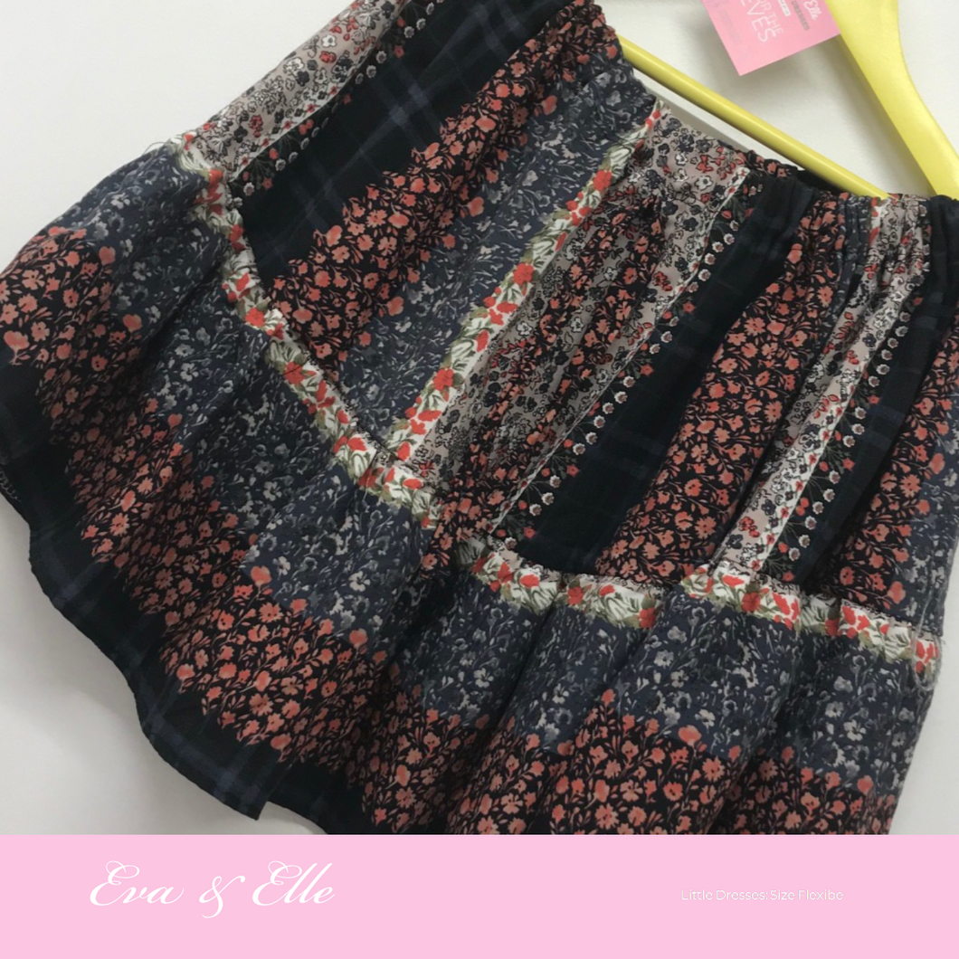 Little Skirt in floral & stripes design print