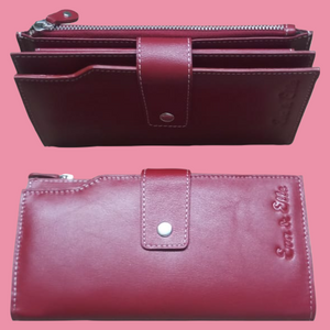 Women's Leather Wallet - Burgundy