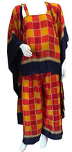 Load image into Gallery viewer, Check Elastic Pants, Top &amp; Kimono set in orange colour