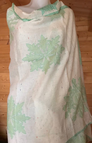 SnowFlake Green Design Scarf in Cotton